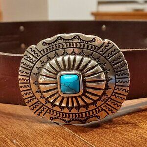 Genuine Leather Belt in Native American Conch StyleStyle